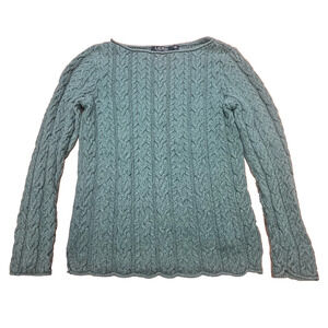 LAUREN RALPH LAUREN Rollneck Cable Knit Sweater Green Size Medium Fisherman